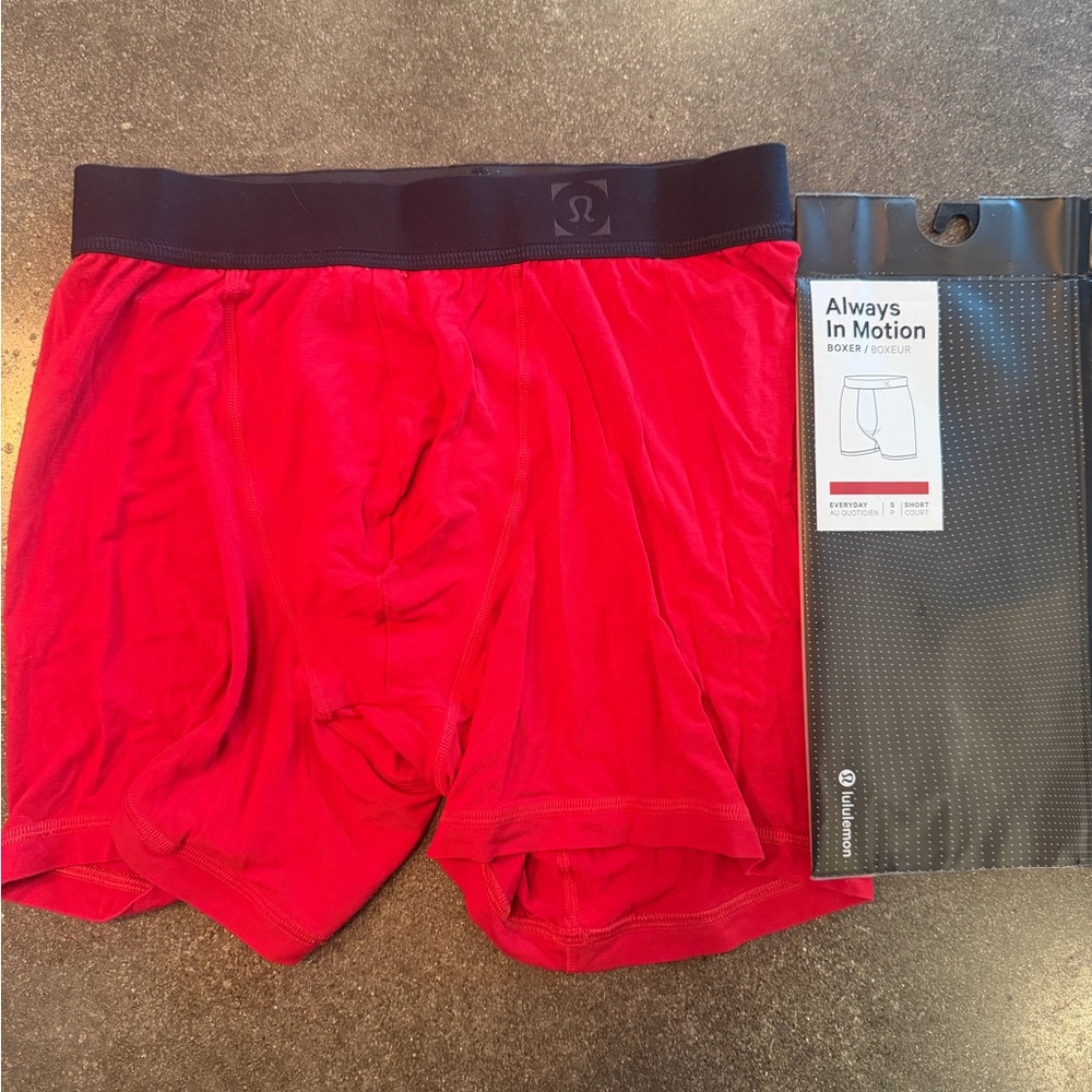 lululemon athletica Men's Red Always In Motion Boxer Briefs with Black Waistband